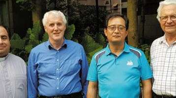 Missionary Society of St. Columban General Council, from left, Columban Fathers Alvaro Martinez, Timothy Mulroy, Joseph Kang and Brian Vale 