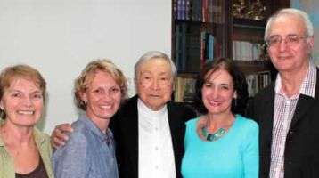 Bishop Jin with Fr. Warren Kinne and Fr. Warren's sisters"