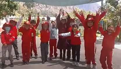 Children with everyone Merry Christmas