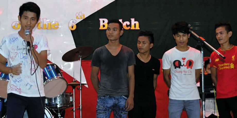 Peter singing with some of his HEC classmates as backup