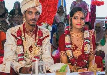 Aidan and Praveena after the seven steps