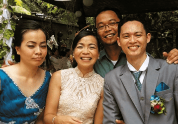 Kurt Zion Pala with his mother, sister and her husband
