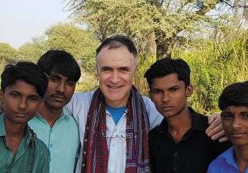 Fr. Patrick Colgan visiting the Parkari Kholi community.