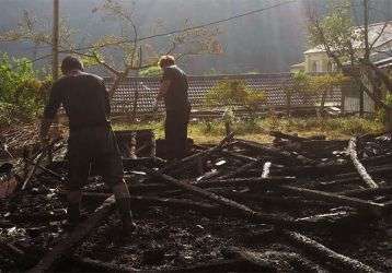 Cleaning up the remains of the old chapel