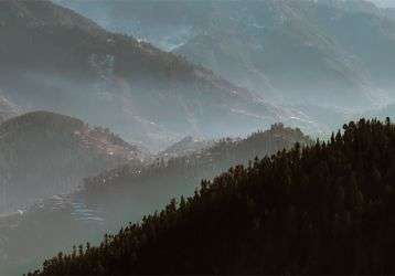 Fog hanging over rolling hills